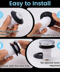 Step-by-step installation of 10 Elastic Rubber Bathtubs Drain Stoppers Gaskets with no tools needed.