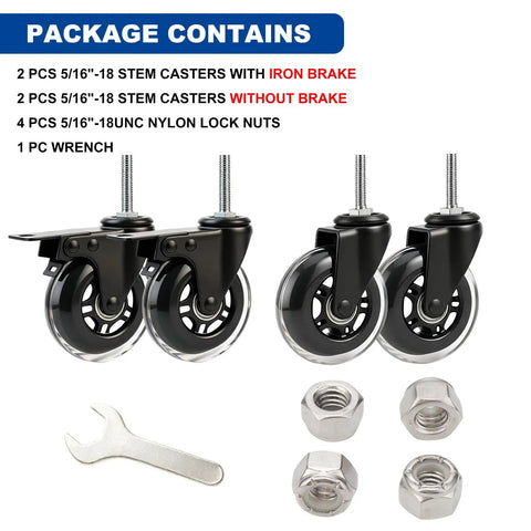 Tough As Nails 3 Inch Lockable Swivel Casters With Dual Brakes And Silky Smooth Rolling Nylon Wheels For Utility Carts components.