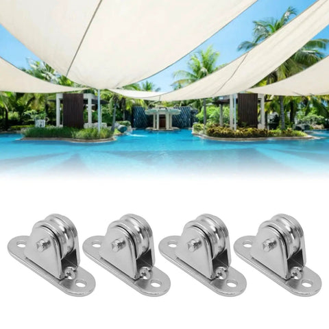 Set of four Heavy Duty Rock Solid Stainless Steel Silent Cable Pulley Wheel Block With 176 Lb Load Capacity For 6mm Rope
