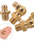 Premium Grease Fitting Assortment Kit With 9 Pieces For Cars And Heavy Machinery Copper Built Universal Compatibility Easy Install Threaded Caps For Hydraulic Maintenance And Lube Points, 9 copper grease fittings