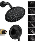 Three-Way Shower Faucet With Valve Included, Single-Handle Control Shower Valve And Trim Kit, Matte Black Rainfall System