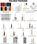 85 Piece Leather Tooling Kit With Custom Storage Bag For Leather Crafting Stamping Carving Cutting And Punching Tools Set For Beginners And Pros Durable PU Leather Case Portable Organization displayed with all components and accessories arranged.