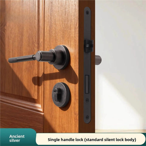 Rolled Flower Privacy Door Lock Knob For Bedroom With Key Universal Fit Heavy Duty Home Security Accessory in Ancient Silver Finish