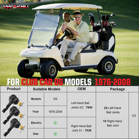 Club Car DS Tie Rod Ends Kit With Grease Fitting For 1976 Through 2008 Gas And Electric Golf Carts in use on the course.