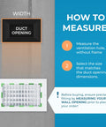 Vent Deflector For 10 By 6 Inch Duct Opening White Wall Grille With Adjustable Front Blades, measurement guide included