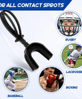 Six Piece Strapped Mouth Guards With Strap No Boil Breathable Mouthpiece For Football Boxing Lacrosse Basketball Hockey Wrestling Youth And Adults Black
