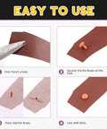 Step-by-step guide for using Straight Fire 1000 Piece Assorted Metal Paper Brads Kit in leather projects.