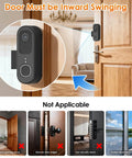 Anti Theft Doorbell Mount For Video Doorbell 2K Gen 2 No Drill Mounting Bracket on inward swinging door showing installation use