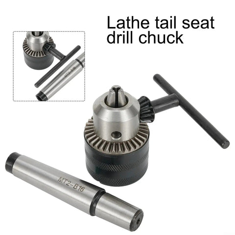 Beast Mode Mt2 Drill Chuck Arbor Fits 5 64 To 1 2 Inch With Key For Lathe Tailstock And Cnc Tools Giving A Locking Tight Grasp On All Bits Preventing Slip Ups When Cutting Hard Parts As Accuracy Matters And You Need Solid Power In Your Shop, MT2-B16 steel arbor with chuck and key