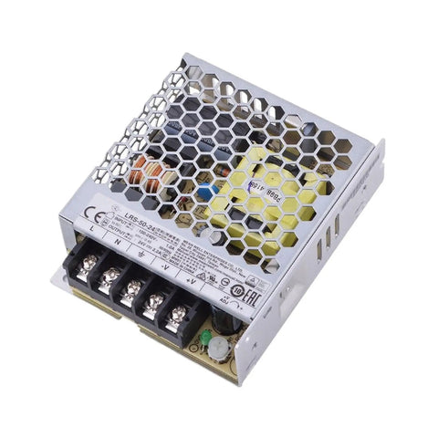 Industrial Grade Switching Power Supply Delivers Steady 24 Volt 2.2 Amp Output At 52.8 Watts AC To DC Converter with metal case.
