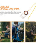 Outdoor Hiking Compass Ruler Multipurpose Survival Mapping Tool With Measuring Scale For Camping And Orienteering displayed.