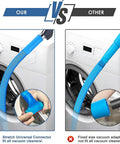 Comparison between All In One Dryer Vent Cleaner Kit With Vacuum Hose and a fixed adapter highlighting universal fit.
