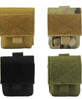 Four khaki and camo Outdoor Utility Gear Bag Pouch with Cigarette Holder Case and Belt Clip Hiking and Camping Belt Organizer