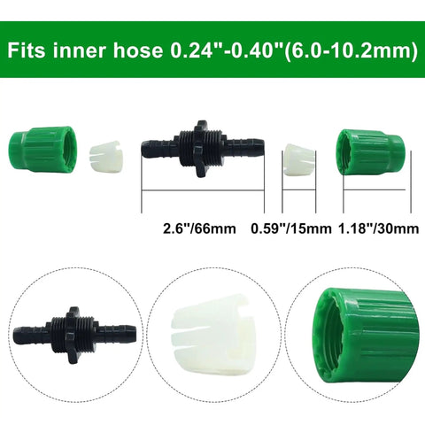 12 Pack Expandable Garden Hose Repair Kit With Dual Channel Leak Proof Connectors And Heat Resistant Green Coating For 25 50 75 100 Ft Fixing Burst Tubes Quick And Easy Garden Essentials, green hose connector parts