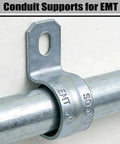 Rock Solid Heavy Duty Three Quarter Inch Emt Conduit Clamps Zinc Plated One Hole Snap On Pipe Supports No Fuss Indoor Outdoor Electrical Metallic Tubing Fasteners 20 Count installed on conduit.