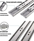 Soft Close Drawer Slides 14 Inch 1 Pair Side Mount Ball Bearing Full Extension Rails Heavy Duty 100 Lb Load Capacity Fits Cabinets Wardrobes and Kitchens 10 to 22 Inch Options Mounting Screws Included. Side-mount steel drawer slides with soft-close hydraulic cylinder and ball bearings.