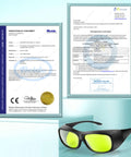 TRQWH laser safety glasses with yellow lenses and black frame for 800–1100 nm laser protection