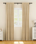 Beefy Black Curtain Rod Set 2 Pack Adjustable 32 To 84 Inches Heavy Duty One Inch Rod In Living Room With Modern Drapes