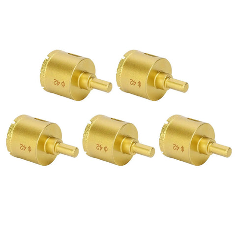 Check Out This Hella Cool 5 Piece 42mm Gemstone Hole Saw Kit With Golden Drill Cutters For Marble Glass And Ceramics To Make Precise Cuts Like A Pro. Five 42mm gold hole saw drill bits for marble, glass, and ceramic