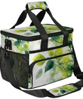 Insulated Picnic Backpack Lunch Bag For On The Go Keeps Food Fresh With 12x8.7x10 Inch Capacity, green leaf design