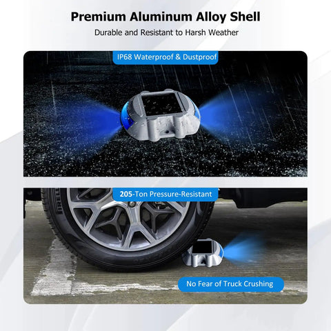 Solar Powered LED Deck Lights 6 Pack No Fuss Setup For Driveways Pathways Steps Docks And Gardens IP68 Waterproof Blue Outdoor Lighting Kit For Yard Patio Boat And Garden Pathway under car tire in rain