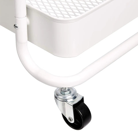 Heavy Duty 2 Tier Rolling Metal Utility Cart With White Storage Shelves And Smooth Pivot Casters For Kitchen Craft Laundry Organization No Sweat Setup