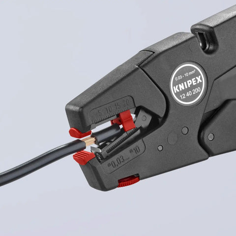 Automatic Wire Stripper For THHN 8 To 32 AWG, EvoStrip Model With Auto Adjust, No Sweat Strips On Single, Multi And Fine Stranded Cables Safely, Works On Plastic Or Rubber Insulation, Precise Cutting Depth Dial For Conductor Protection