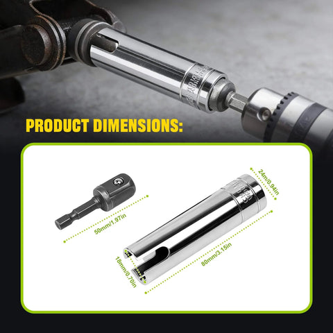 Three Eighths Inch Socket Adapter For Pop Up Camper Crank Handles Replacement Chrome Plated Drill Attachment dimensions
