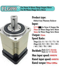 Heavy Duty Helical Gear Speed Reducer For Nema 17 23 34 Stepper Motors Compact Planetary Gearbox showing input and output specifications.