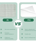 Comparison chart of PE vs PVC material for Outdoor Pop Up Greenhouse Kit With Roll Up Doors, highlighting durability and odor.