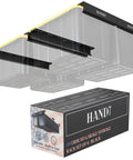 Overhead Garage Storage Rack System For Ceiling Tote Bins Heavy Duty Hanging Rails Metal Shelving For 27 Gallon Totes 4 Set Black