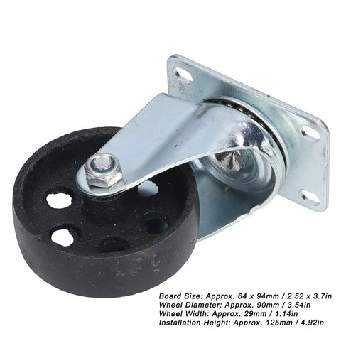 Tough As Nails 3.5 Inch Swivel Caster Wheel With Dual Bearings And Heavy Duty Cast Iron Frame for warehouse carts and trolleys.