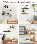 Heavy Duty Hidden Floating Shelf Brackets, 4 Inch Black Metal L Brackets With Smooth Edges used in living room, bath, bedroom, and kitchen.