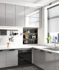 Modern kitchen with Metallic Silver Peel And Stick Contact Paper For Appliances and Kitchen Surfaces on cabinets.