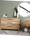 Wooden dresser with aluminum alloy drawer handles and cabinet pulls kit, easy install cup knobs, shown in black finish.
