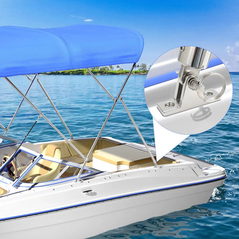 Two Pack Bimini Top Deck Hinges Built From 304 Stainless Steel Marine Hardware with Pin Ring and Screws for Boats on Water