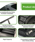 Product details of 16 Inch Compost Spreader And Peat Moss Spreader For Lawn Care with steel mesh basket and adjustable handle