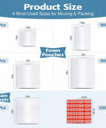Image of Move Day Must Have Moving Dish Packing Supplies Kit With 540 Foam Pouches And Sheets In Four Sizes and 250 stickers.