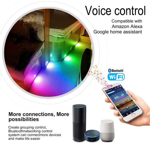 Lit Multicolor RGBIC Deck Lights With WiFi Control And Music Sync, Waterproof IP67 Recessed 45mm Fixtures, Alexa Google Home