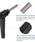 2 Pieces Clamping Lever Handles M5 By 30mm 304 Stainless Steel Threaded Male Stud Adjustable Locking Quick Release Ratchet Push Button Bolt Knobs