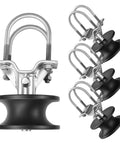 Pack Of Four Nylon Sliding Gate Rollers Engineered For Heavy Duty Track Systems showing detailed view of black nylon wheels.
