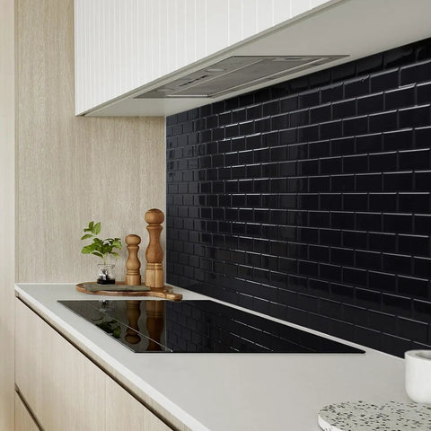 Peel And Stick Backsplash Tiles For Kitchen And Bathroom, 10.95x9.70 Inches, 3D Self Adhesive Tile Backsplash With Subway Nero Look, 10 Sheets