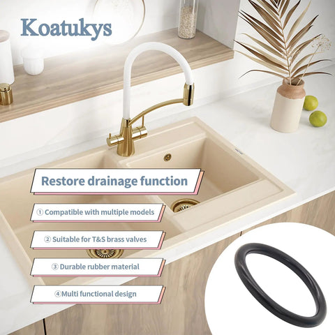 Plunger Rubber O Ring For 3 Tier Sink Drain And Twist Waste Drain Valve with T S Brass compatibility shown in kitchen sink