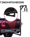 Hitch Mounted Deer Hoist With Gambrel Winch, 500 Lb Capacity, Adjustable Height And 360 Degree Swivel, Beefy Truck Bed Game Hoist For Hunting And Hanging Gear on 2-inch hitch
