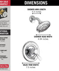Classic Shower Faucet With Separate Temperature And Volume Controls, Single Handle Chrome Finish dimensions and features