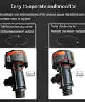 High Flow Manual Air Relief Valve With Pressure Gauge showing open and close twisting instructions for DE pool filters
