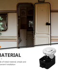 Push Button RV Latch With Advanced Cylinder Technology in Zinc Alloy for Cabinets and Drawers, easy installation, shown with RV door