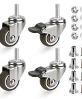Heavy Duty 1.5 Inch Threaded Stem Caster Wheels With M8x20mm Swivel Screw Base Rock Solid Furniture Replacement Casters support 165 lbs with accessories.