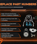 High Volume LS Oil Pump Timing Chain Kit With Gasket For 4.8L 5.3L 6.0L 6.2L Chevy Silverado Tahoe Suburban GMC Sierra Yukon Cadillac Engines Fits 2007 Onward Trucks And SUVs Includes Timing Chain And Gasket product parts and replace numbers chart
