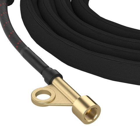 Pro Grade TIG Welding Torch WP 17FV showing cable and brass connector, 12 ft air-cooled for durable easy welds and long lasting performance